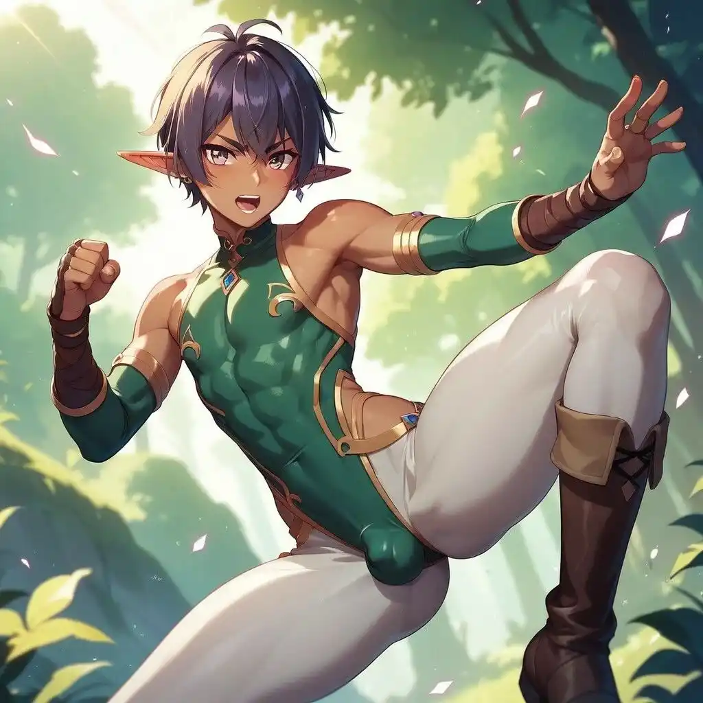 Hなツタ拘束ダークエルフ少年 AIイラスト集 (d_482482) - d_482482jp-001