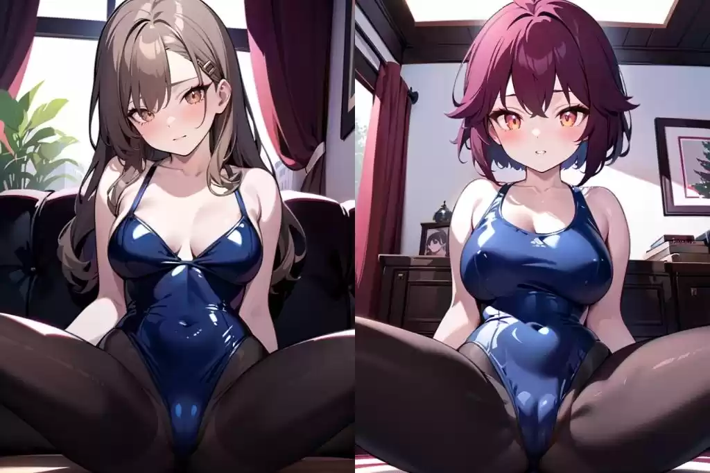 スク水に黒パンスト履いた痴女のM字開脚 (d_498409) - d_498409jp-002