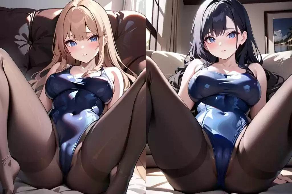 スク水に黒パンスト履いた痴女のM字開脚 (d_498409) - d_498409jp-003